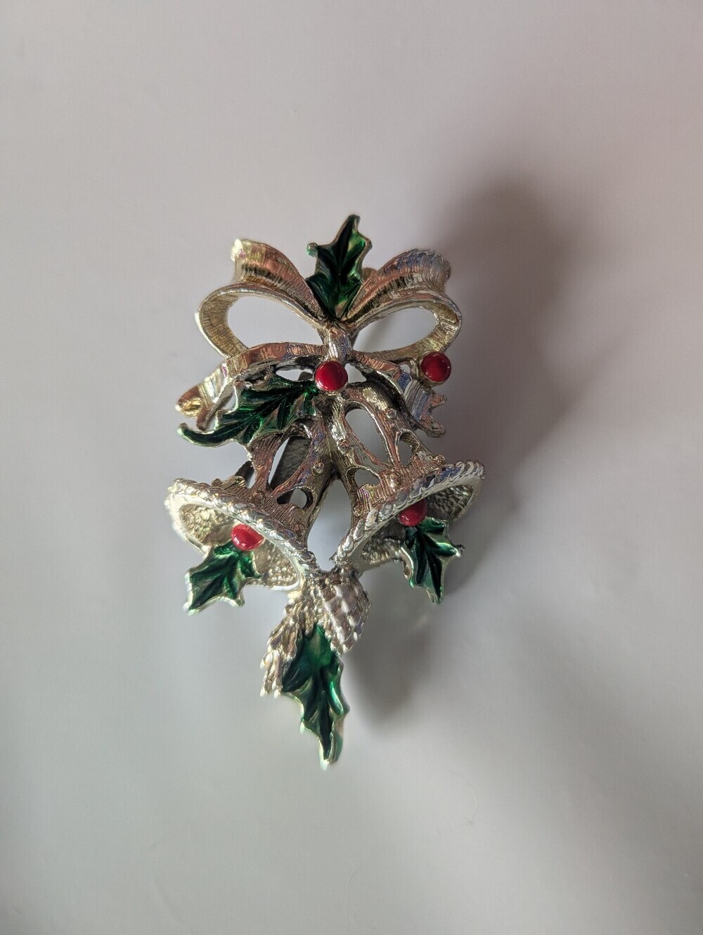 Gerry's Vintage Christmas Bells Holly Ribbon Brooch